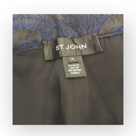 St John Collection ᪥ Luxe Metallic Brocade Dress Pants ᪥ Cobalt Blue ᪥ 12 Large - Picture 11 of 15